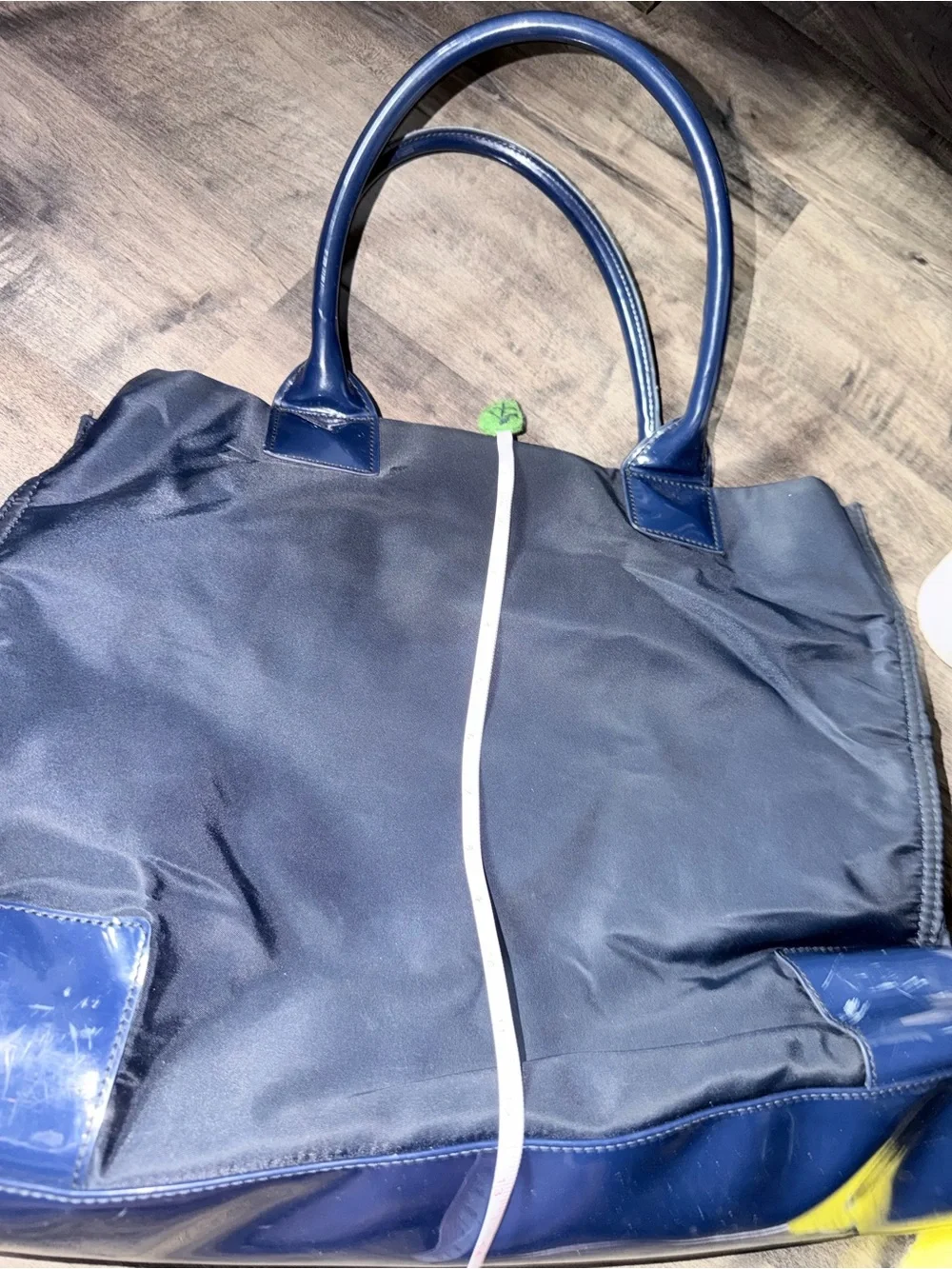 Tory Burch Ella classic Navy Logo Nylon Tote with Patent Trim